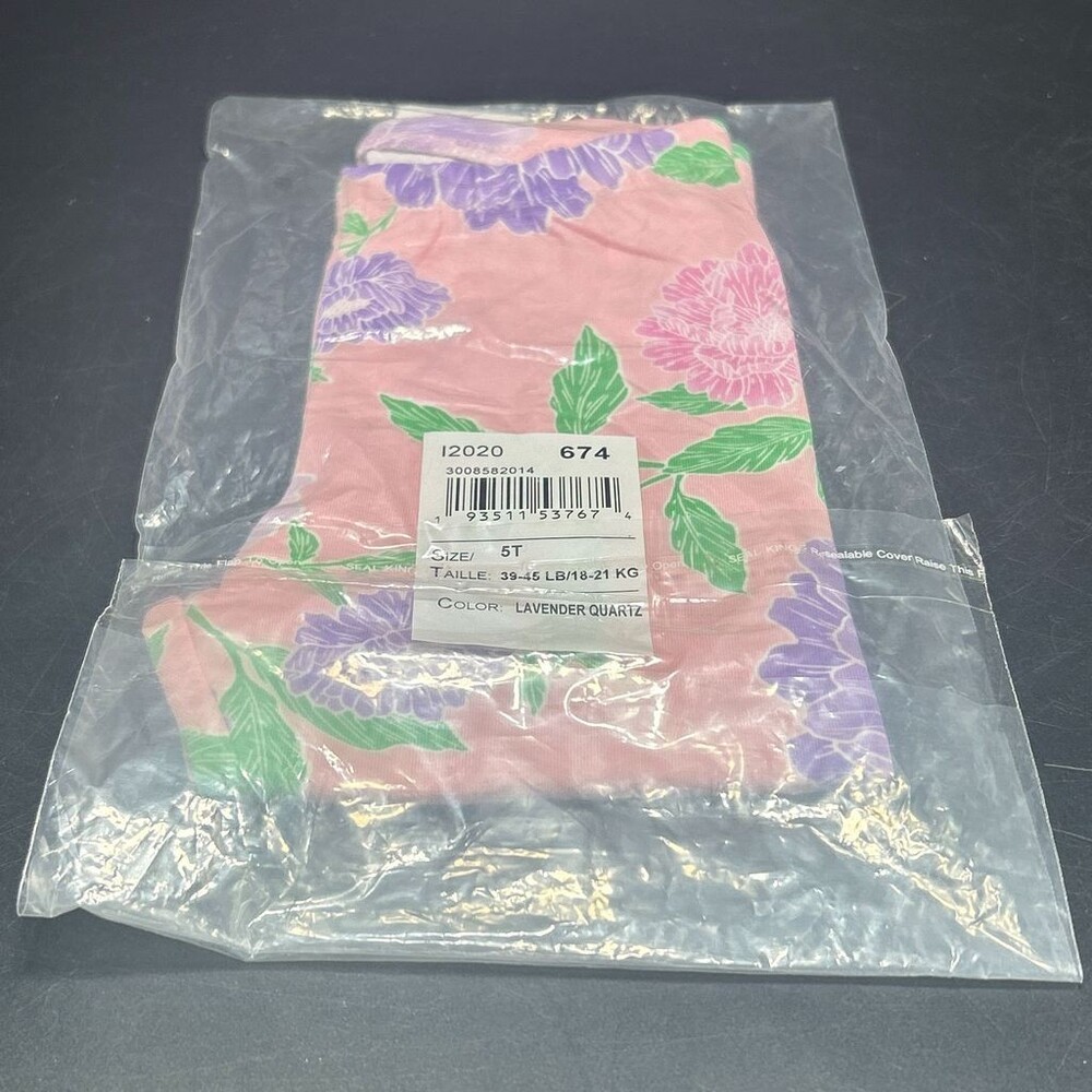 Girls Toddler Leggings Size 5T Lavender Quartz Pink Purple Floral Print